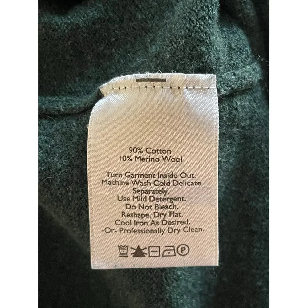 Eddie Bauer Mens Green V Neck Cotton Merino Blend Knit Medium - Picture 6 of 6